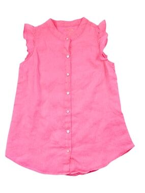 Lilly Pulitzer Pink Linen Button Front Tank XXS